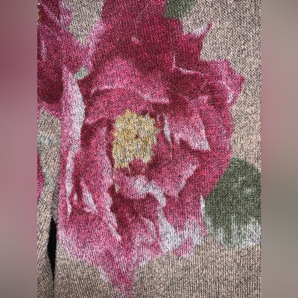 Y2K Grey/Purple Floral Sweater Dress 3/4 Sleeve Large 12/14 Woman’s Fall Winter - Picture 5 of 7